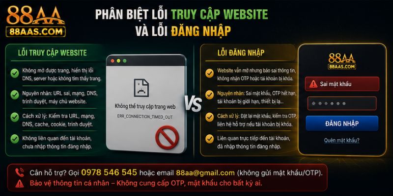 Phân Biệt Lỗi Truy Cập Website Và Lỗi Đăng Nhập
